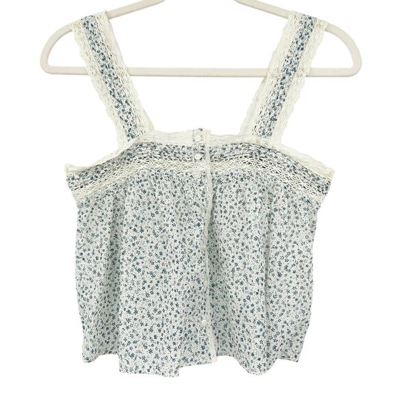Doen Womens Cottagecore Prairie Sonora Organic Cotton Lace Ditsy Floral Top XS - Picture 2 of 9
